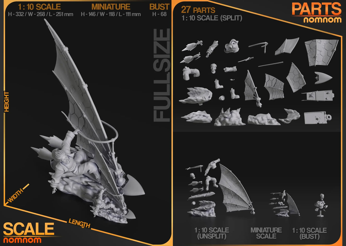 Treasure Planet Jim Hawkins model showing scale comparison, bust, miniature, and multi-part kit layout.