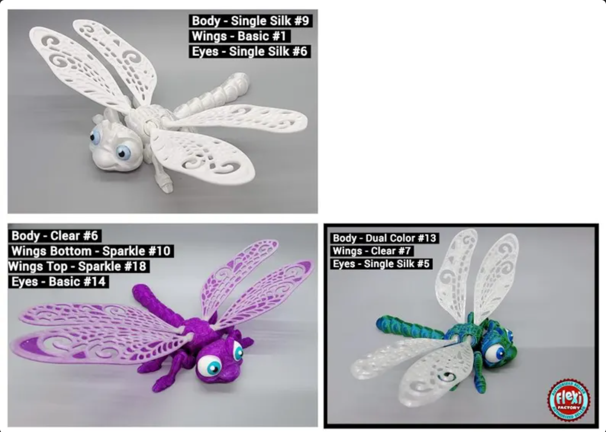 Articulated Dragonfly Fidget Toy | 3D Printed Flexi Bug | Customizable Colors | STEM Gift | Sensory Desk Gadget | Stimming Needs