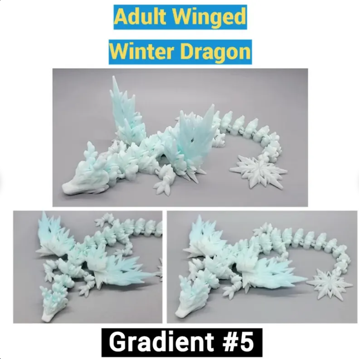 Articulated Winter Dragon | Fidget | Flexi | Mythical Creature | Hand Painted Eyes