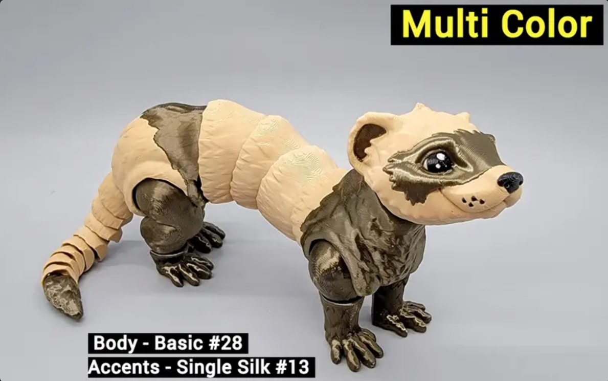 Customizable Articulated Ferret Toy – 3D Printed Poseable Animal Gift for Ferret Lovers