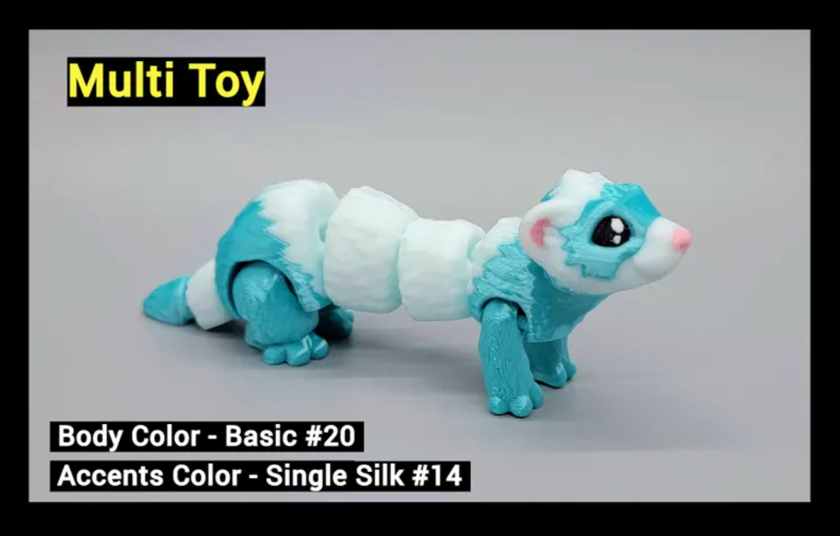 Mini Ferret Toy or Keychain – 3D Printed Fidget for Sensory Play, Customizable Colors