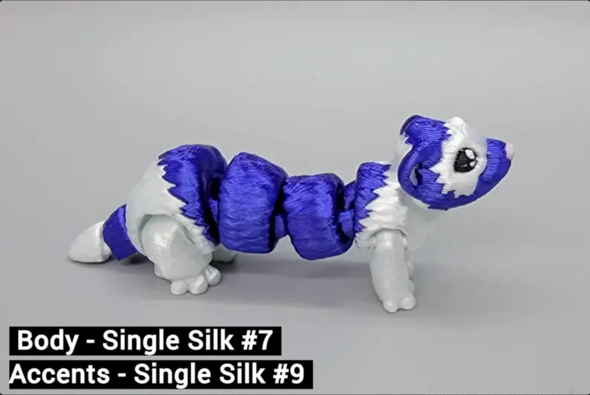 Mini Ferret Toy or Keychain – 3D Printed Fidget for Sensory Play, Customizable Colors