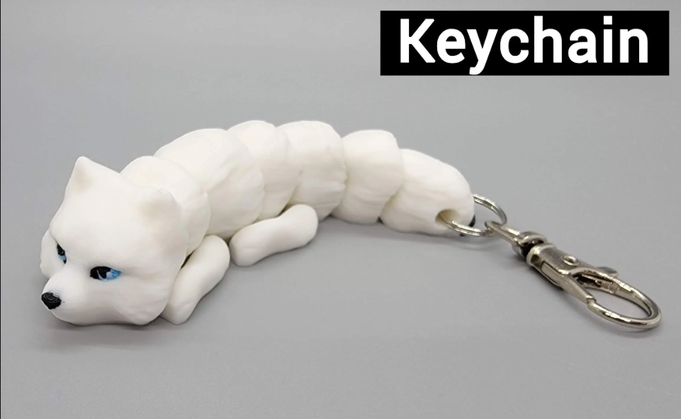 Flexi Arctic Fox Toy or Keychain | Sensory | Fidget