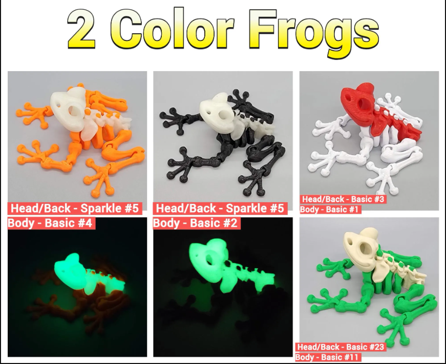 Skeleton Frog Toy or Magnet | 3D Printed | Halloween | Fall | Fidget | Custom Colors