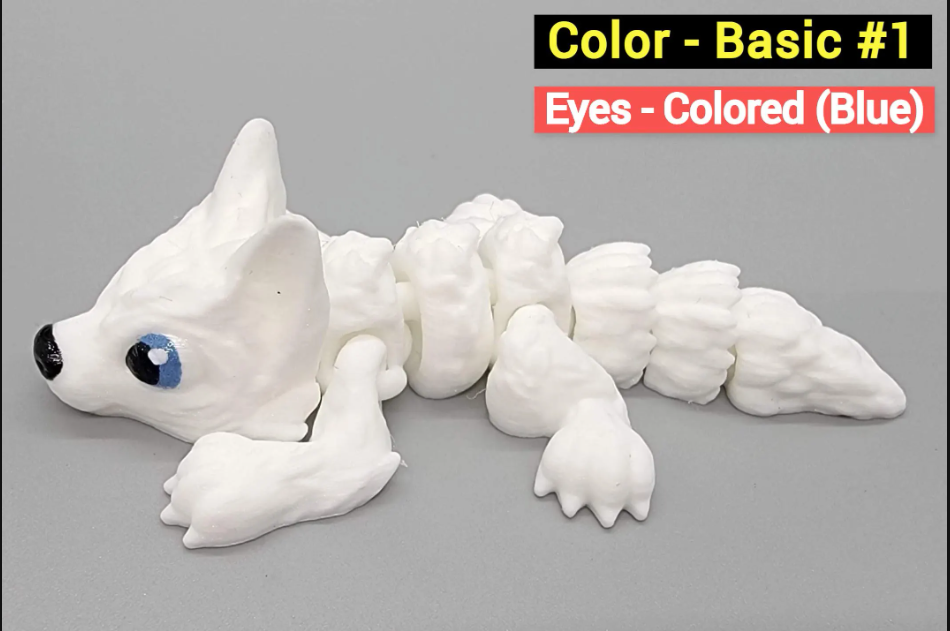 Custom Color Baby Wolf Toy or Keychain | 3D Printed | Articulated Fidget | Sensory Play | Personalized Gift