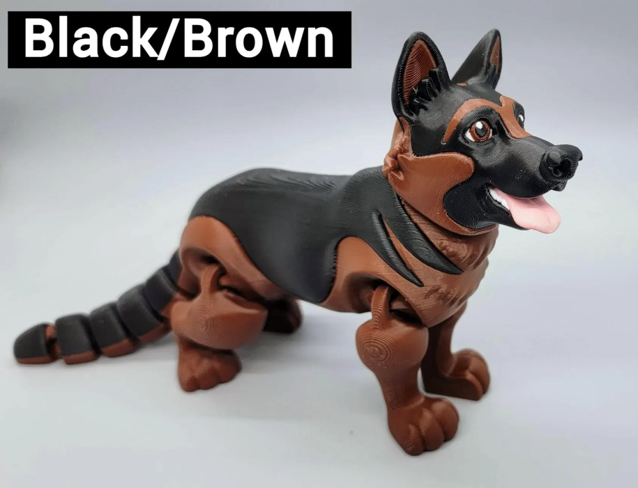 German Shepherd Toy – 3D Printed, Articulated, Custom Pet Option
