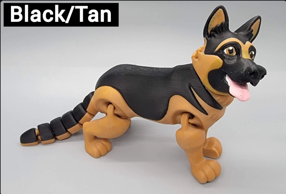 German Shepherd Toy – 3D Printed, Articulated, Custom Pet Option