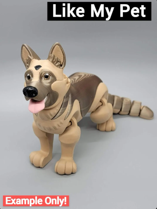 German Shepherd Toy – 3D Printed, Articulated, Custom Pet Option