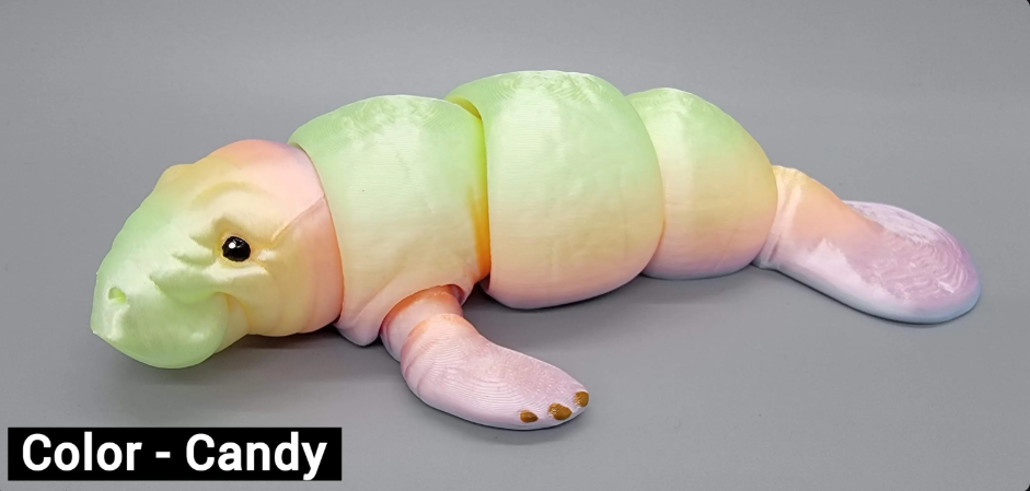 Articulated Manatee Toy – 3D Printed Fidget Sensory Sea Animal in 3 Sizes