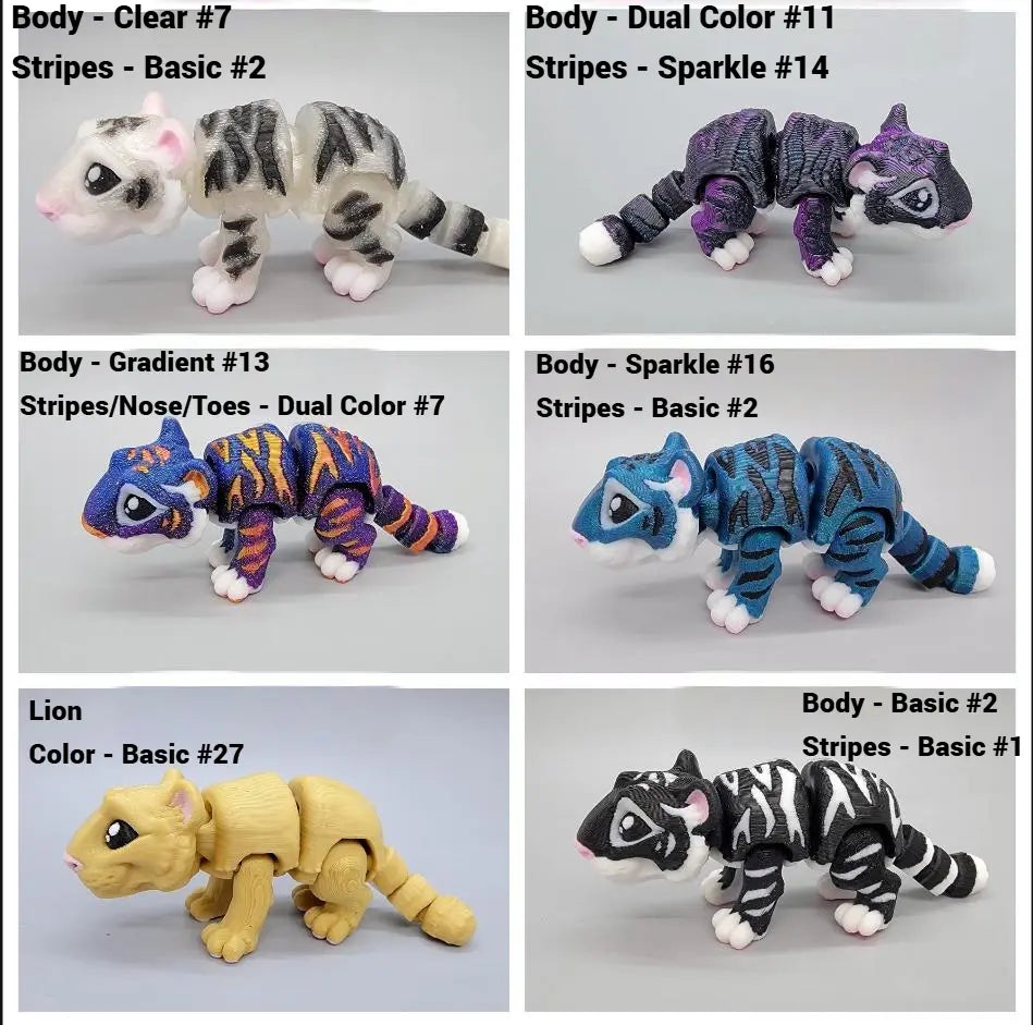 Juguete articulado de tigre y león | Impresión 3D | Mini | Fidget | Flexi | Sensorial