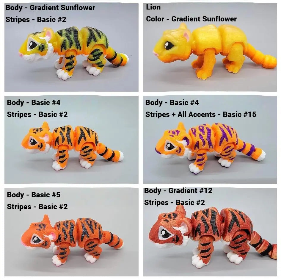Juguete articulado de tigre y león | Impresión 3D | Mini | Fidget | Flexi | Sensorial