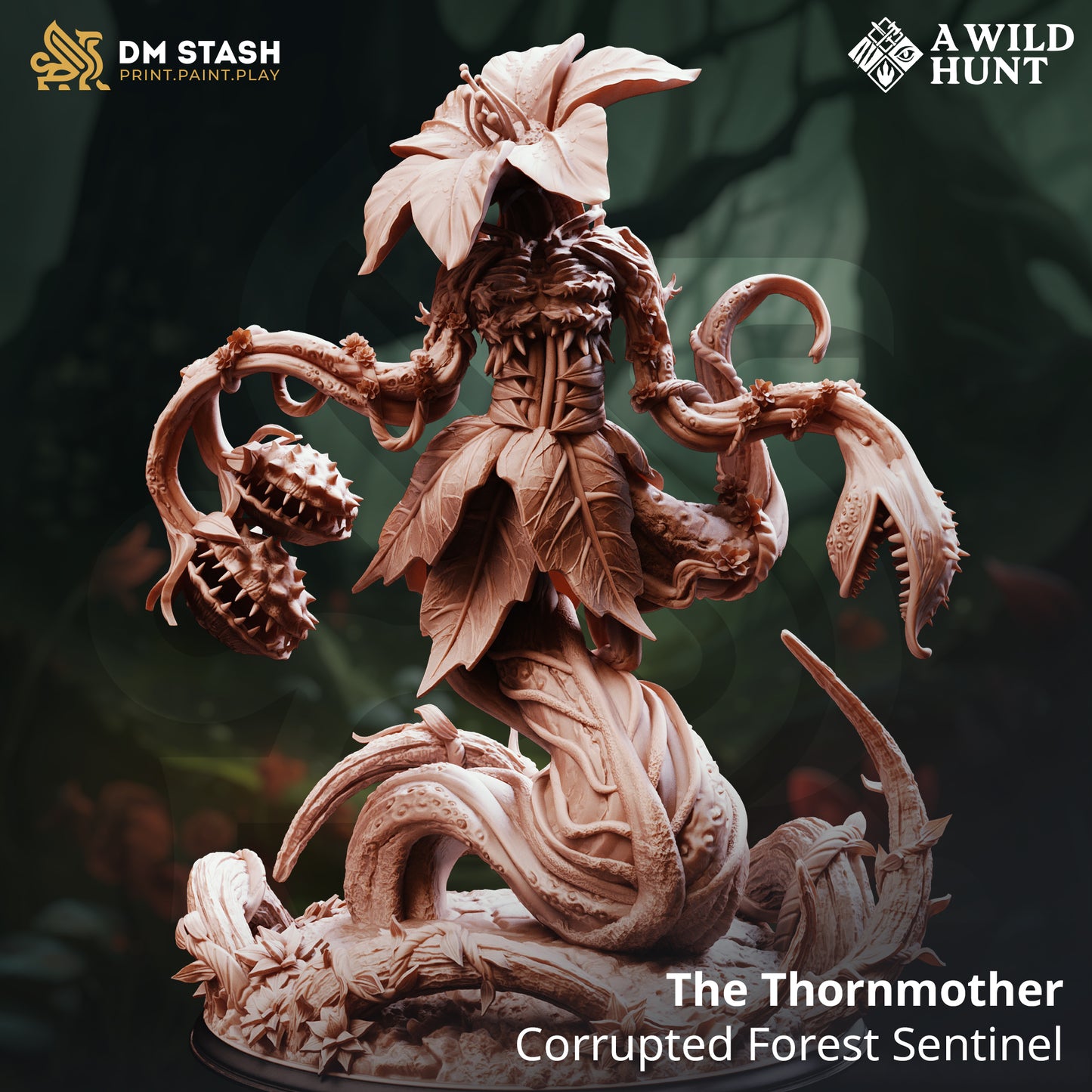 The Thornmother resin miniature – corrupted forest sentinel boss monster for D&D and TTRPG encounters, printed by D&K Custom Prints