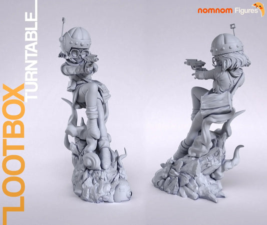 Lucca Chrono Trigger unpainted resin figure front and back view