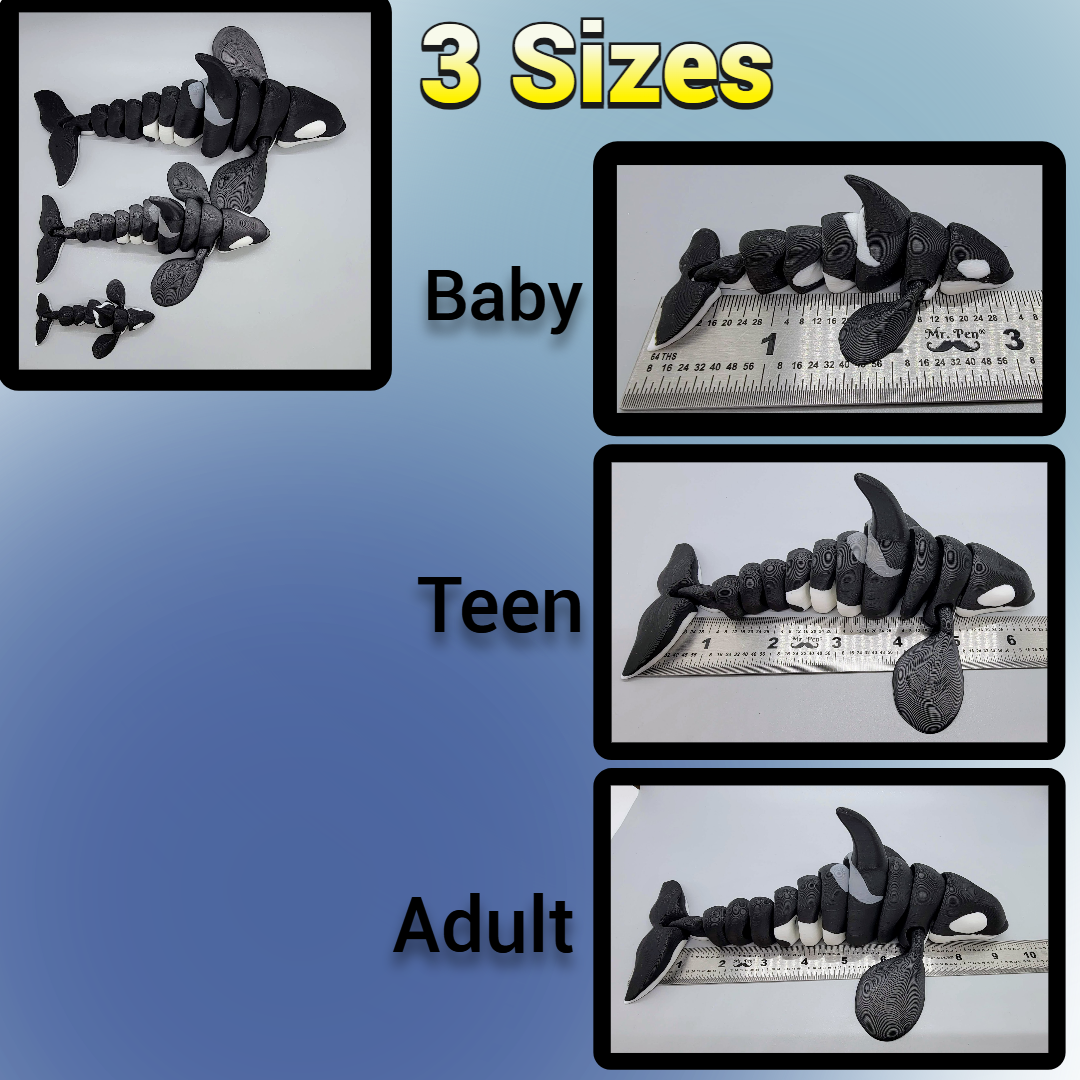 Flexi Orca Toy or Keychain | Sensory | Fidget | Killer Whale | 3 Sizes