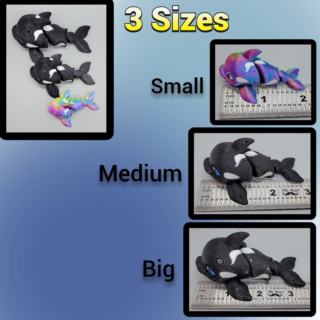 Baby Killer Whale Toy or Keychain | Sensory | Fidget | 3 Sizes