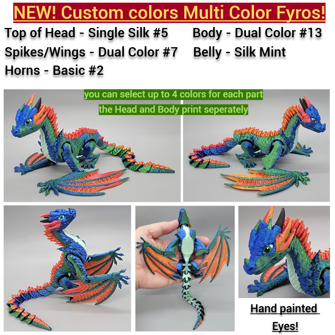 Custom Articulated Fyros Wyvern Dragon & Baby - Sensory Toy - Mythical Fidget - Collectible Fantasy Figure - DnD Player Gift
