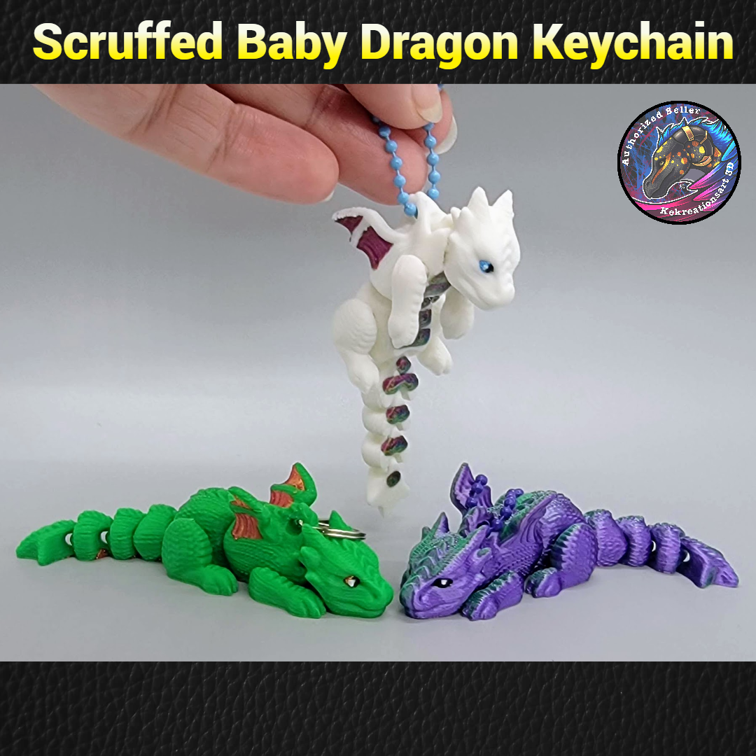 Scruffed Baby Dragon Keychain