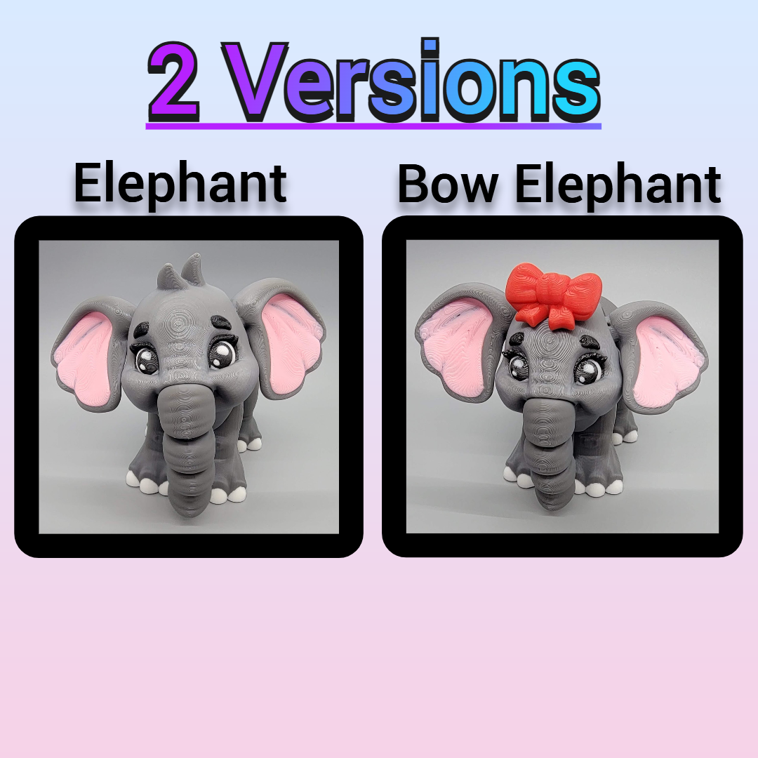 3D Printed Articulated Baby Elephant Toy – Sensory Fidget & Cute Gift