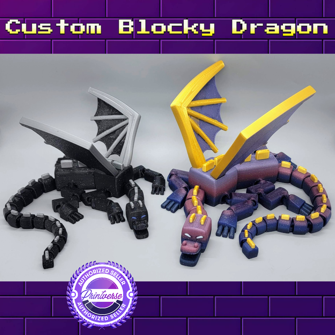 Custom Blocky Dragon Toy | Articulated | Desk Pet | Pixel