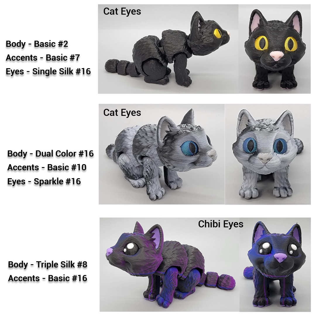 Mini juguete articulado para gatos: mascota inquieta impresa en 3D con cama o casita opcional, colores personalizados