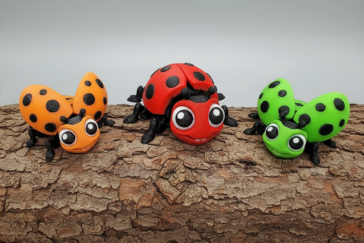 3D Printed Articulated Ladybug – Movable Wings, Toy or Magnet