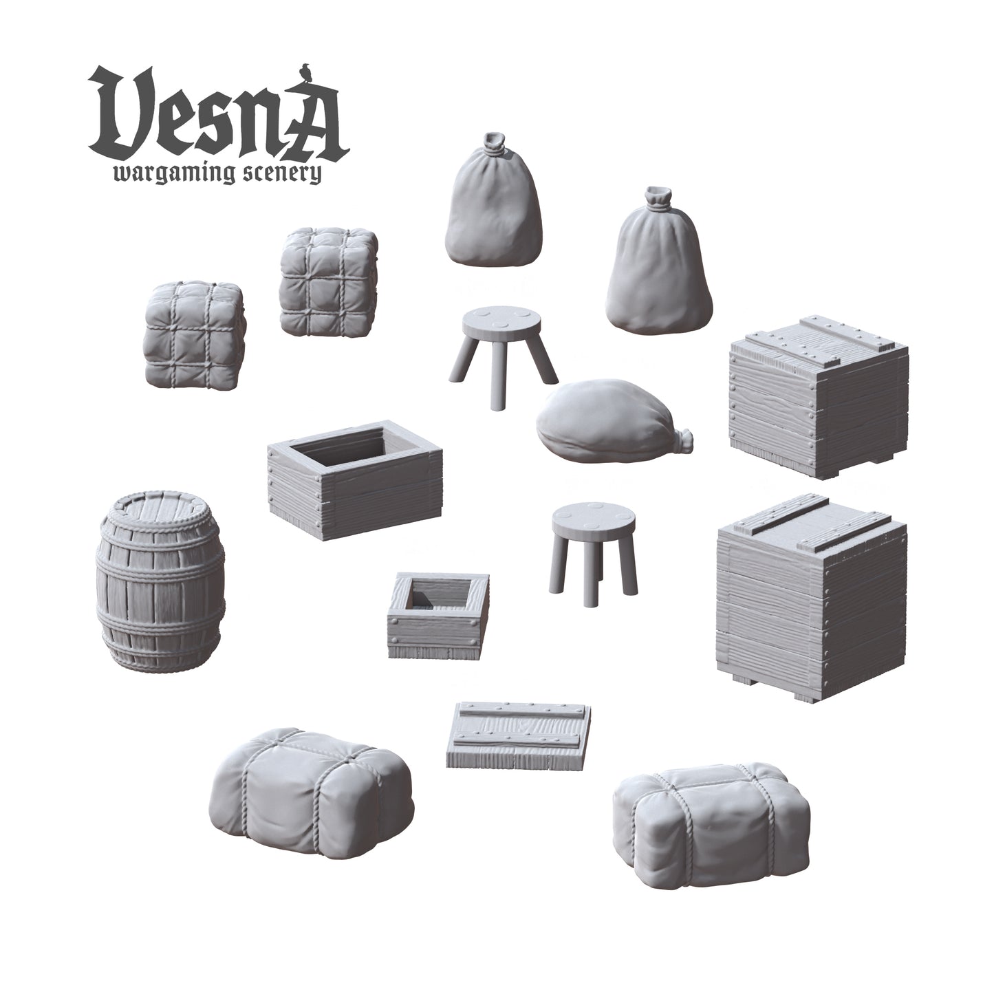 15 piece small accessories pack scatter set in 28mm scale