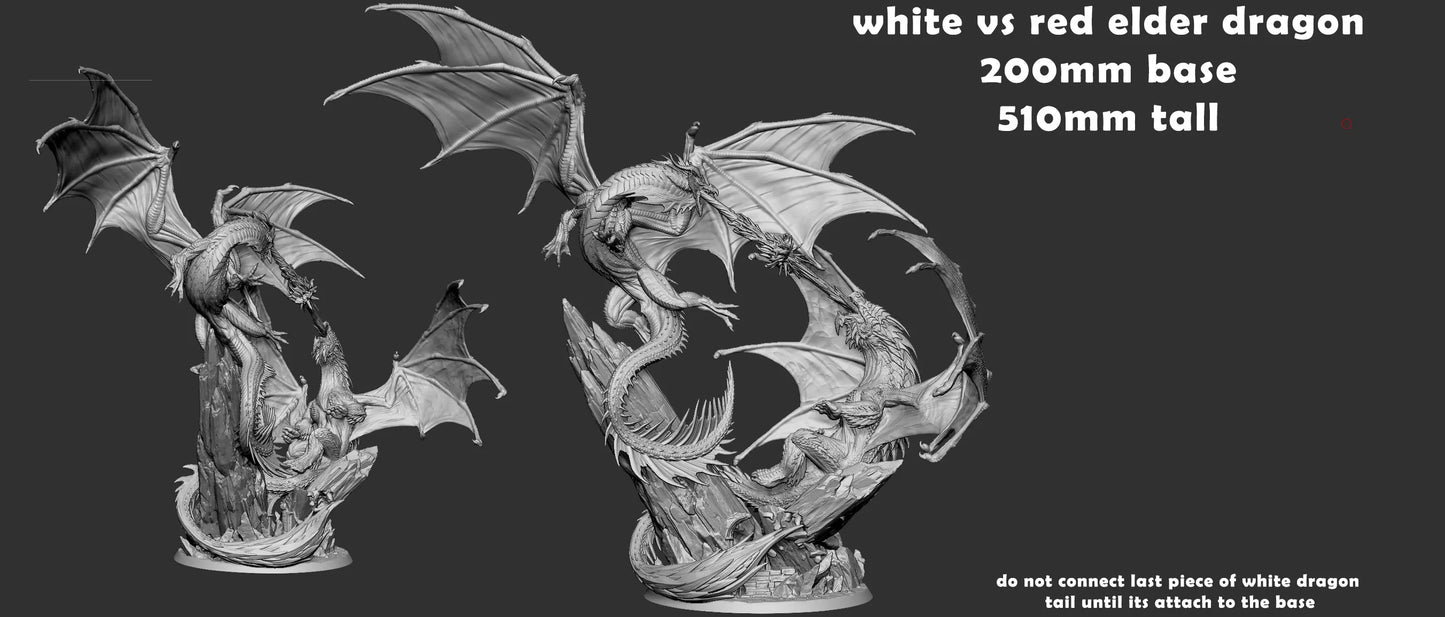 Elder Red Dragon vs Elder White Dragon Fight Diorama
