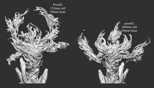 Pose 1 and Pose 2 3D renders of Inferno Fire Elementals – perfect for boss-level RPG encounters