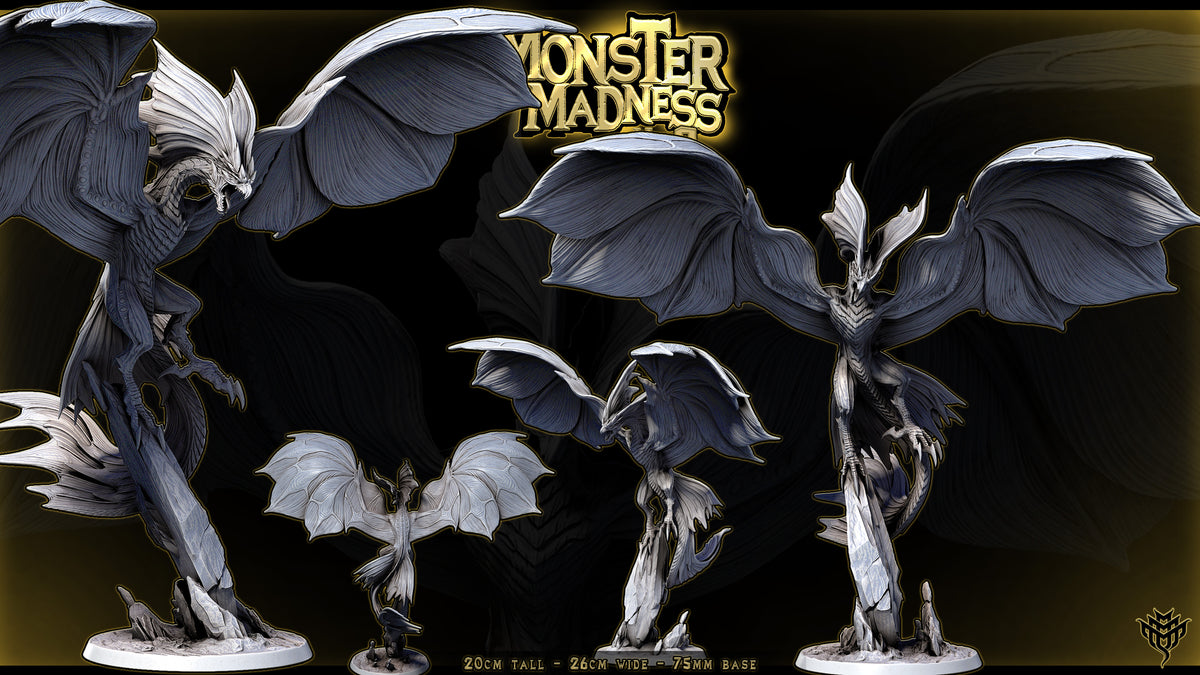 Full wide shot render of Angelic Raptor Pose 3 showcasing its massive 26cm wide swooping pose configuration.