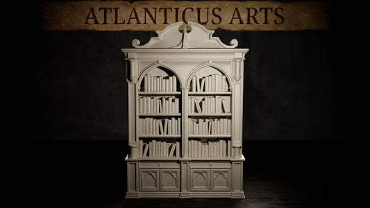 Bookcase 32mm resin tabletop scatter terrain by Atlanticus Arts full view.