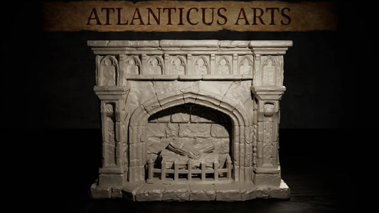 Fireplace 32mm resin tabletop scatter terrain by Atlanticus Arts full view.
