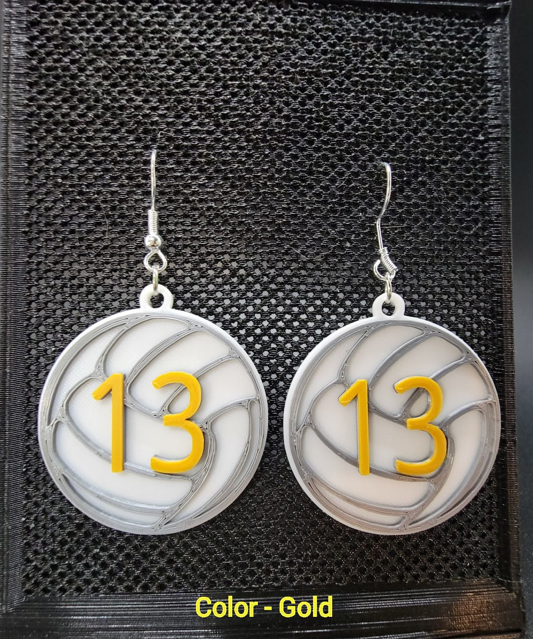 Custom Colored Numbers Volleyball Earrings High School Mascot Team