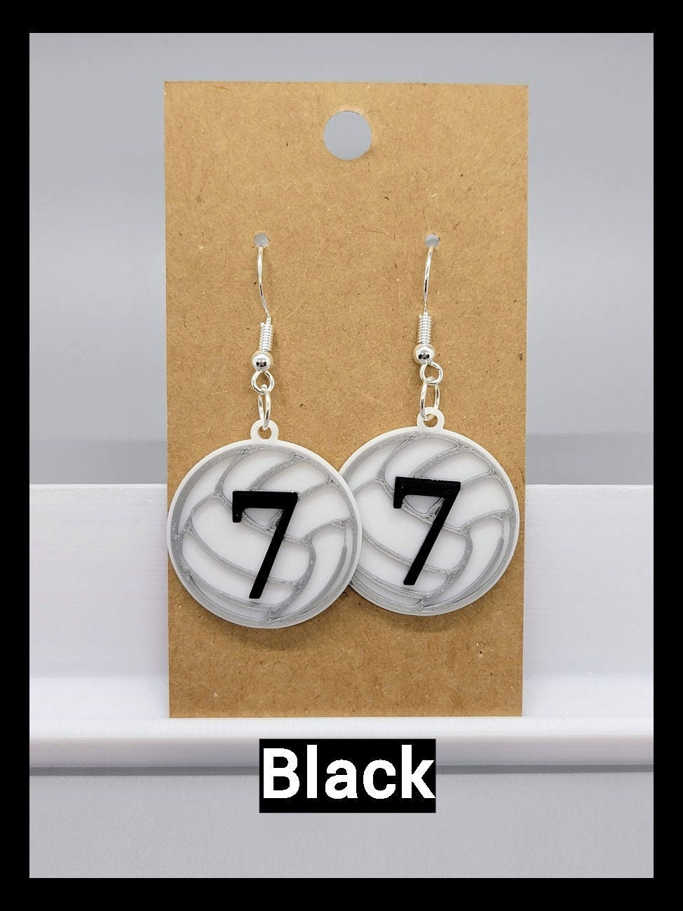 Custom Colored Numbers Volleyball Earrings High School Mascot Team