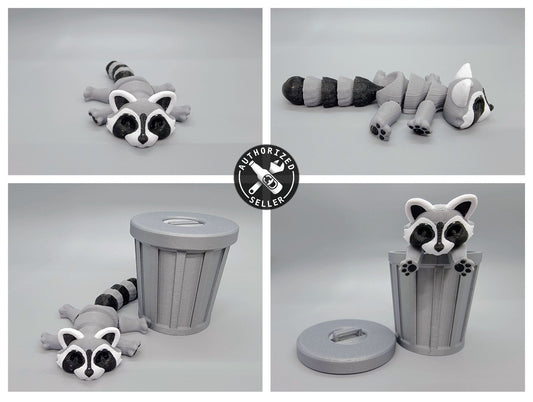 Fidget Raccoon Toy with Trash Can