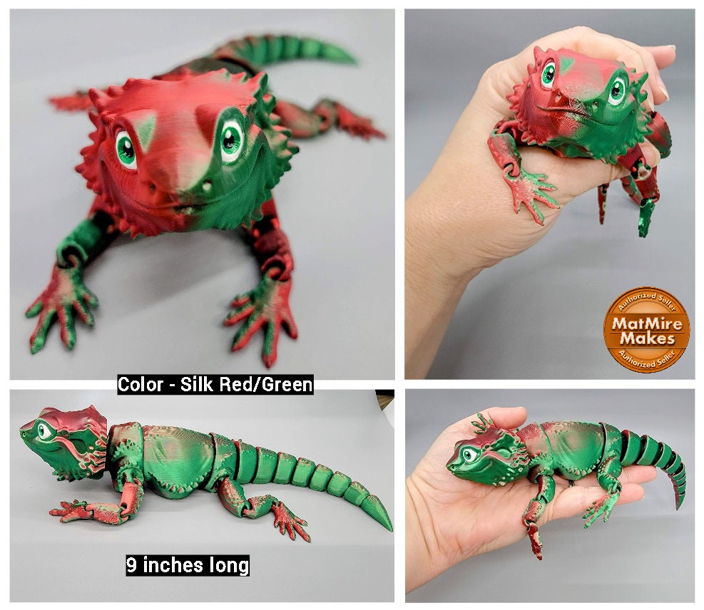 Articulated Bearded Dragon | 3D Printed Toy in Custom Colors