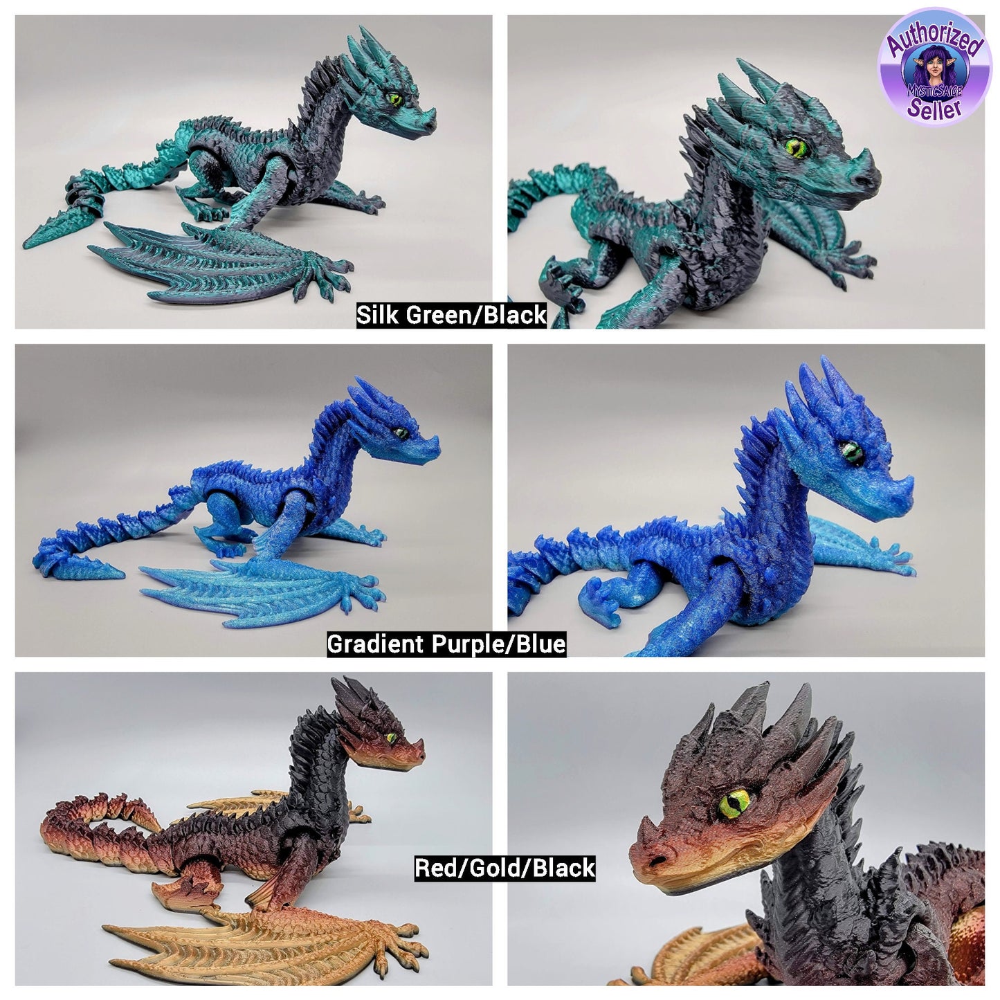Custom Articulated Fyros Wyvern Dragon & Baby - Sensory Toy - Mythical Fidget - Collectible Fantasy Figure - DnD Player Gift