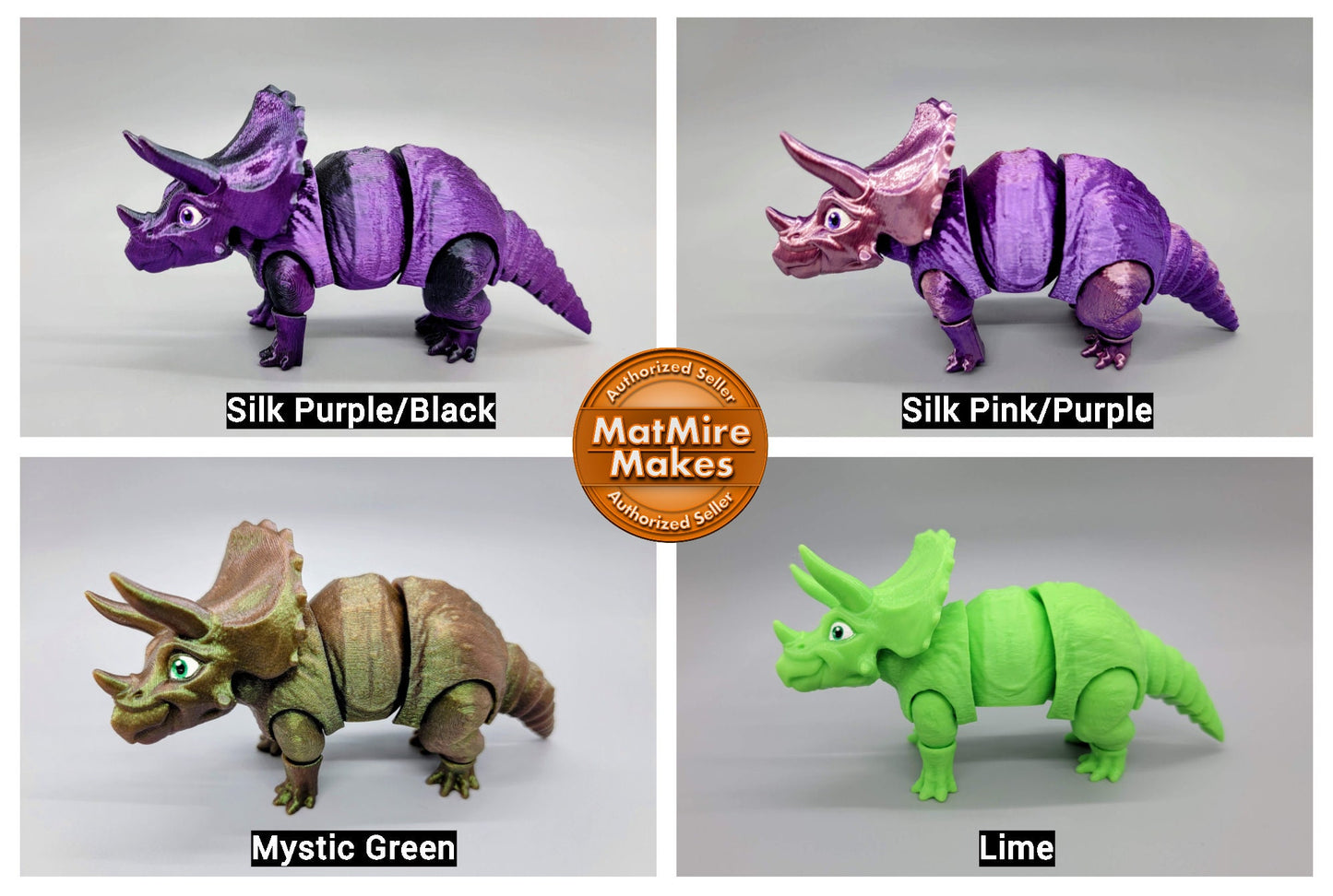 Juguete de dinosaurio Triceratops personalizado | Impresión 3D | Flexible | Sensorial | Juguete | Regalo de dinosaurio para niños