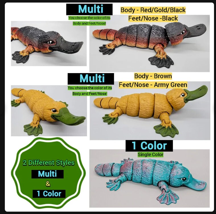Articulated Platypus Toy Fun, Fidget, Flexi, Sensory