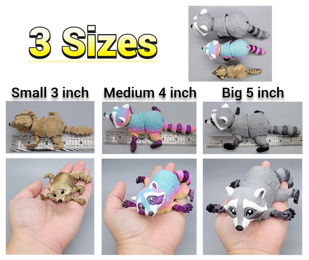 Articulated Raccoon Toy – 3D Printed Posable Fidget in 3 Sizes & Custom Colors