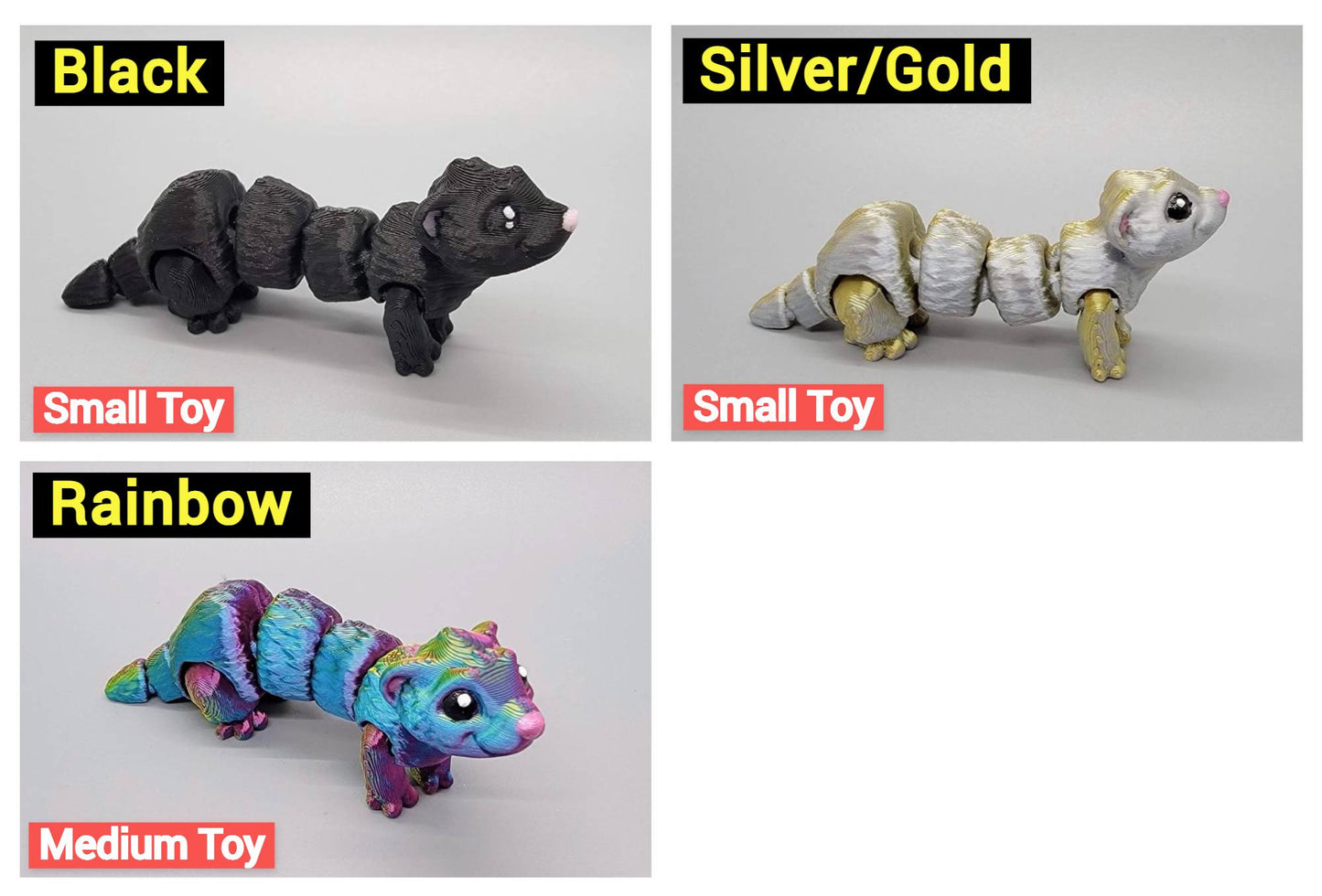 Ready to Ship Mini Ferret | Ready To Ship | Articulated Mini Ferret Toy or Keychain |Sensory | Fidget