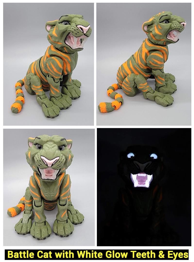 Custom Colors Tiger Toy, Figure, Fidget, 3D printed, (made to order), poseable, sensory, flexi