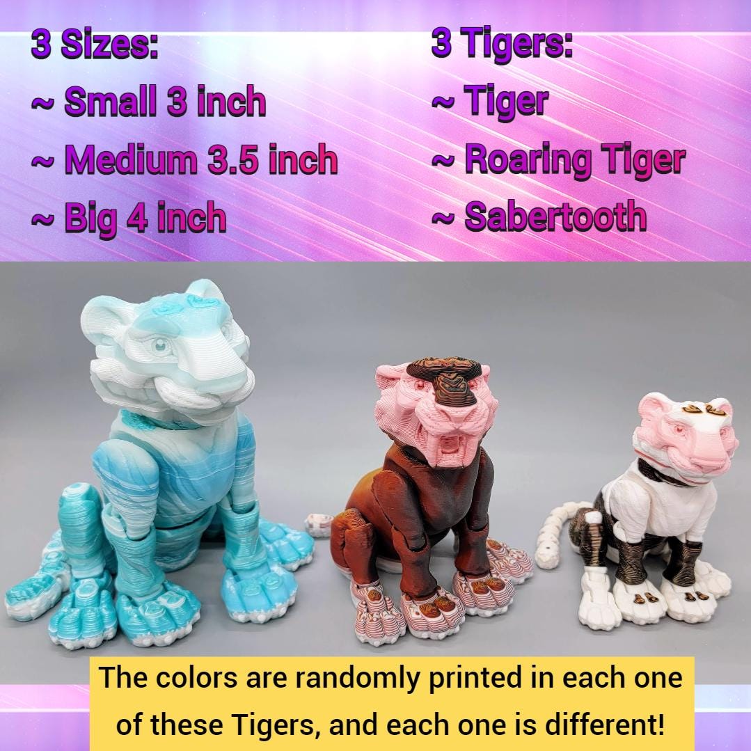 Ready to Ship Mystery Illusion Tiger Toy | 3D Printed | Sensory | Fidget | 3 Sizes
