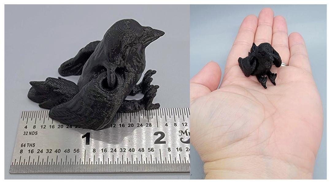 Baby Raven Toy | Keychain or Earrings | 3D Printed