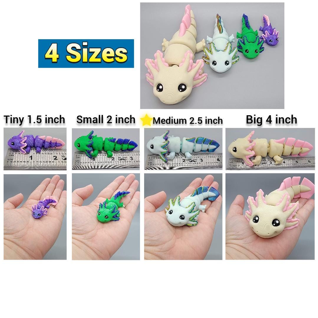 Mini Axolotl Toy or Keychain – 3D Printed, Flexible & Fun