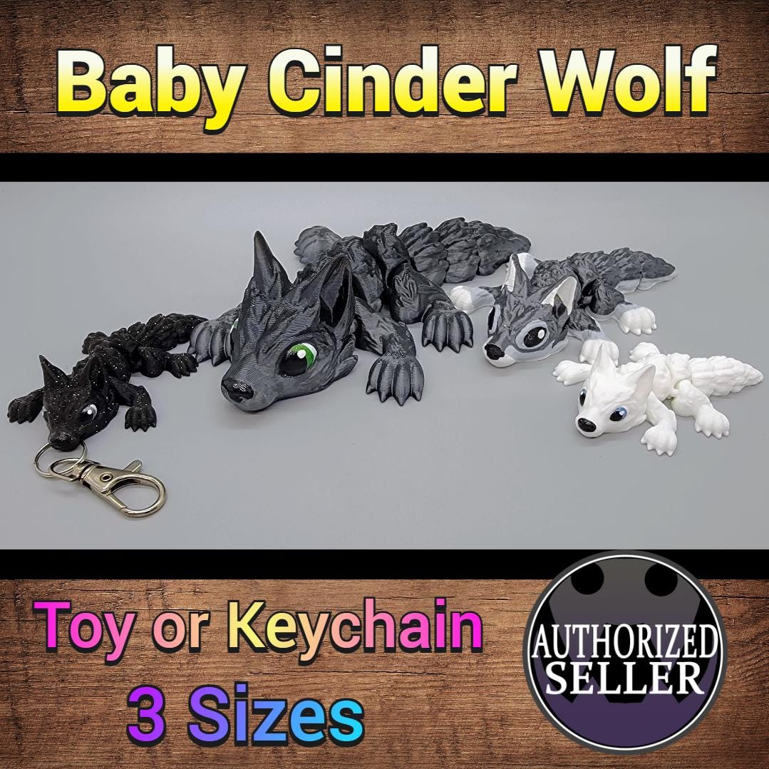 Custom Color Baby Wolf Toy or Keychain | 3D Printed | Articulated Fidget | Sensory Play | Personalized Gift