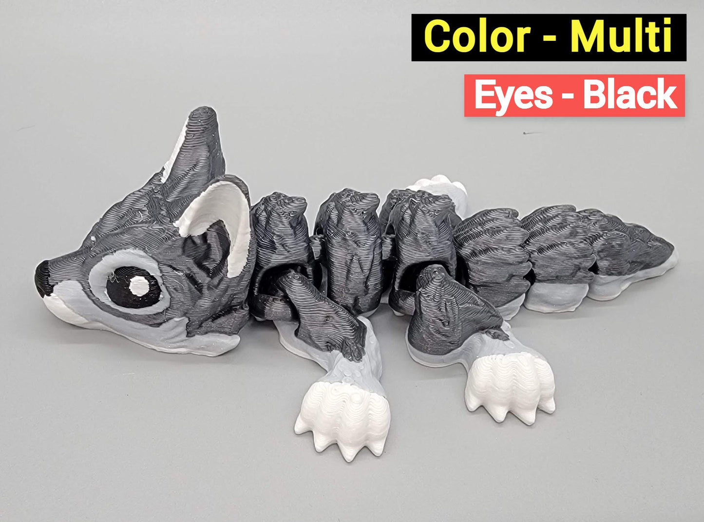 Custom Color Baby Wolf Toy or Keychain | 3D Printed | Articulated Fidget | Sensory Play | Personalized Gift