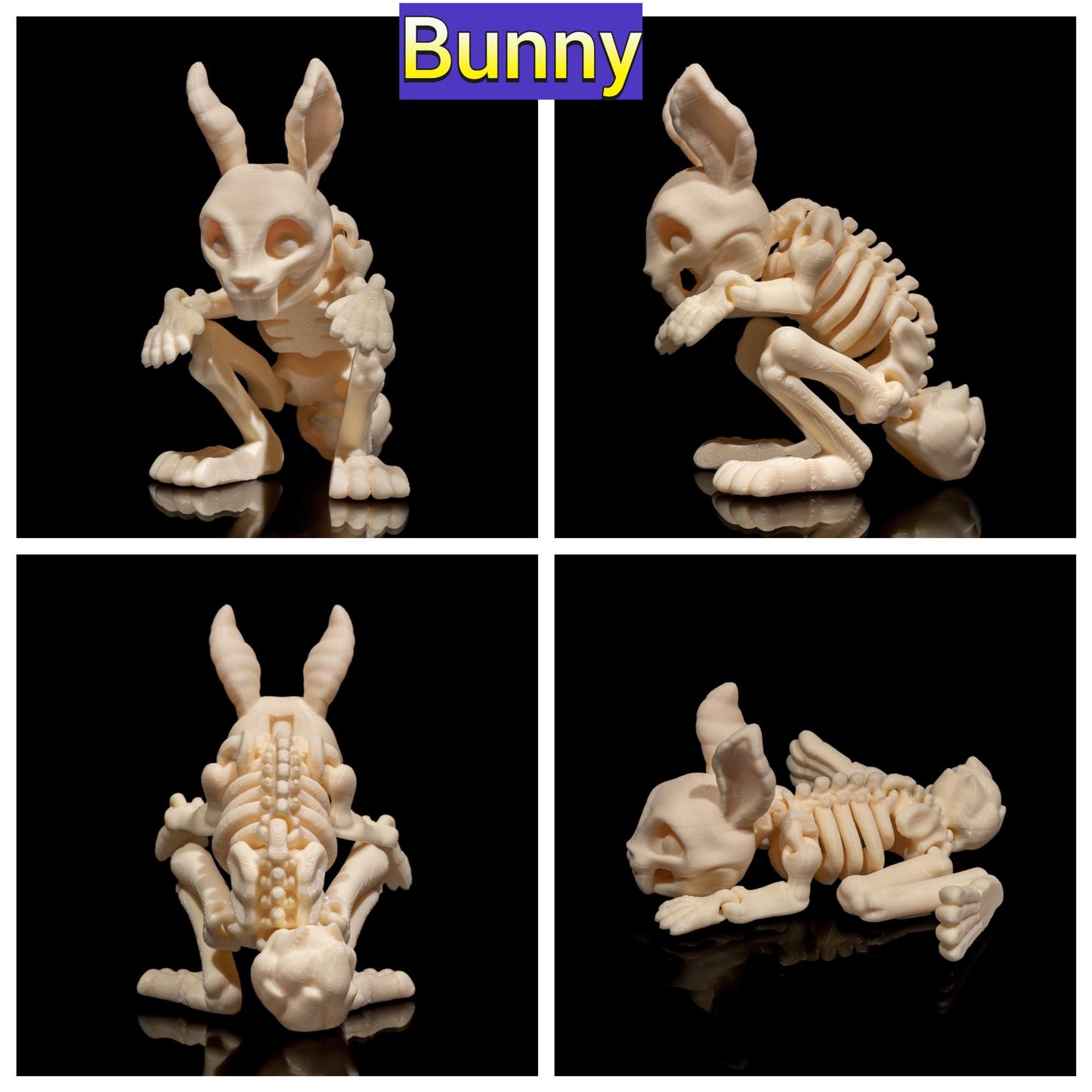 Juguetes articulados de esqueleto de animales: criaturas antiestrés impresas en 3D (gato, perro, conejo, camaleón, ardilla)