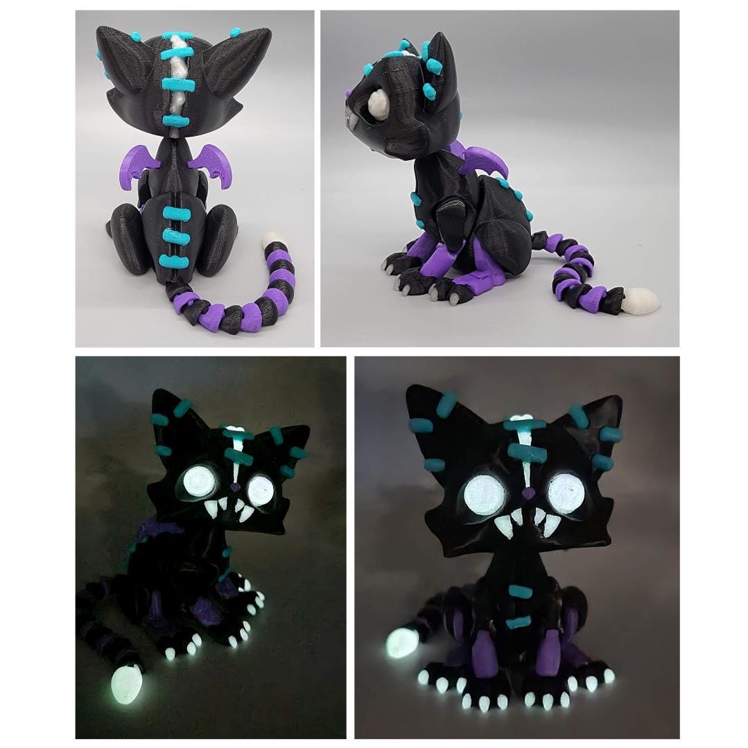 Figura articulada de gatito espeluznante y retorcido | Colores personalizados | Multicolor | Articulada | Críptida