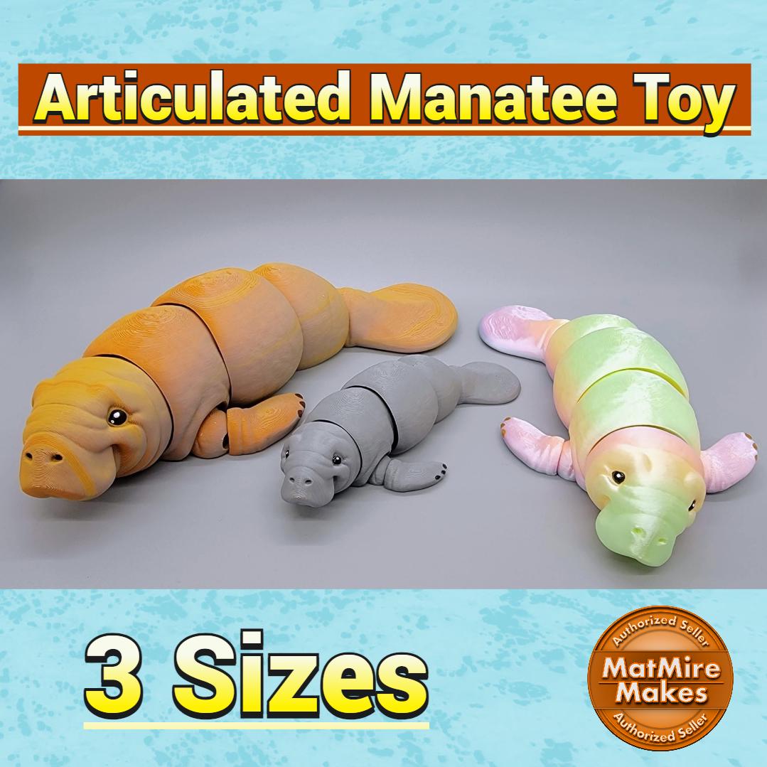 Articulated Manatee Toy – 3D Printed Fidget Sensory Sea Animal in 3 Sizes