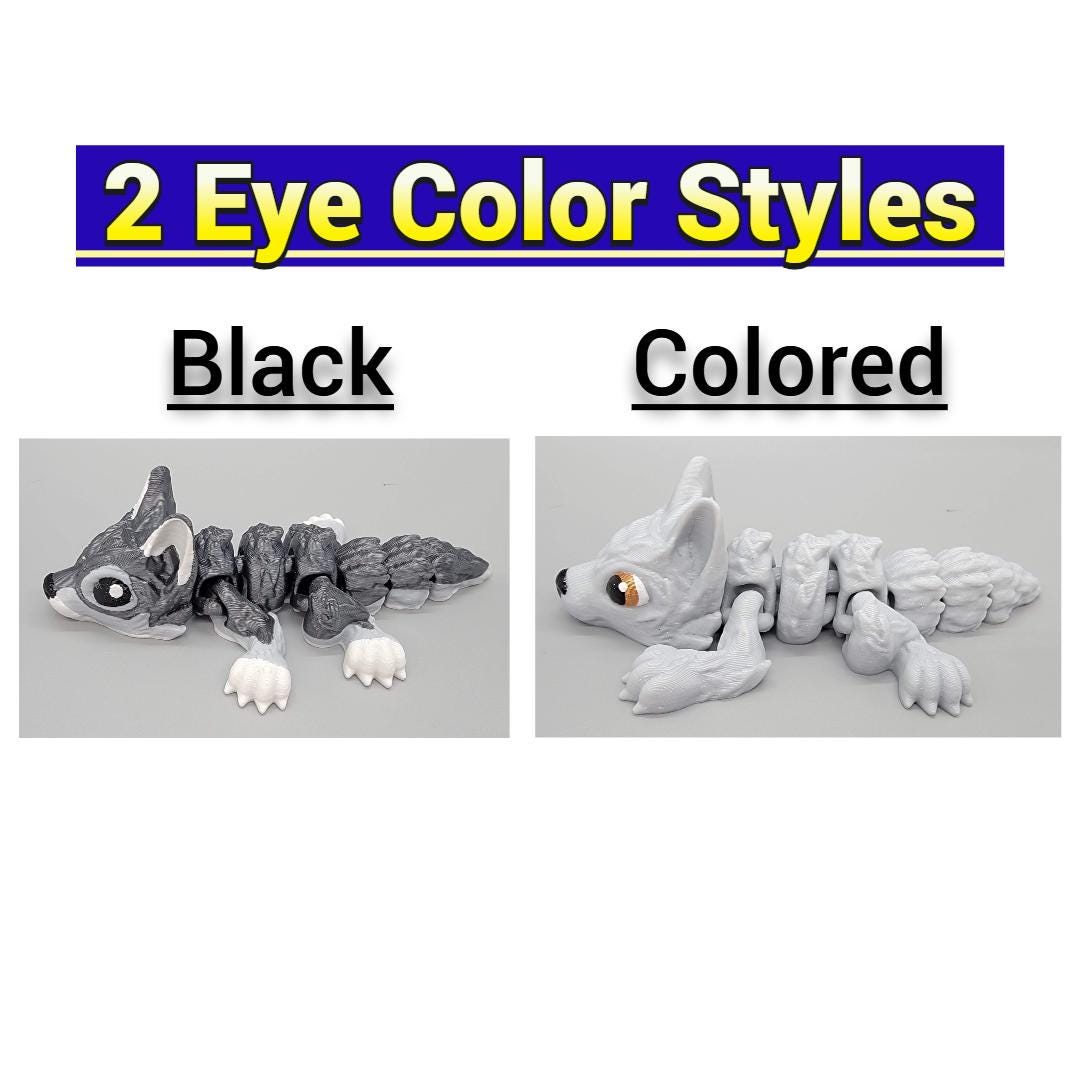 Custom Color Baby Wolf Toy or Keychain | 3D Printed | Articulated Fidget | Sensory Play | Personalized Gift